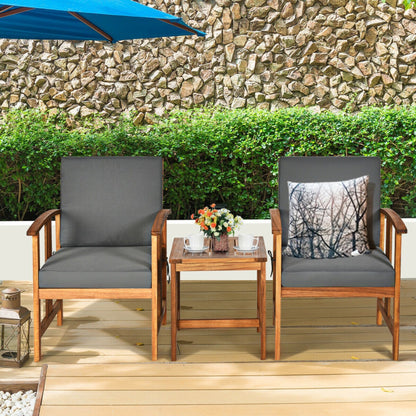 3-Piece Solid Wood Outdoor Sofa Furniture Set