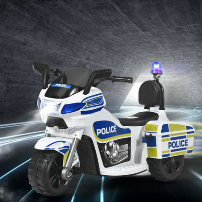 Costway 6V 3-Wheel Kids Police Ride On Motorcycle with Backrest