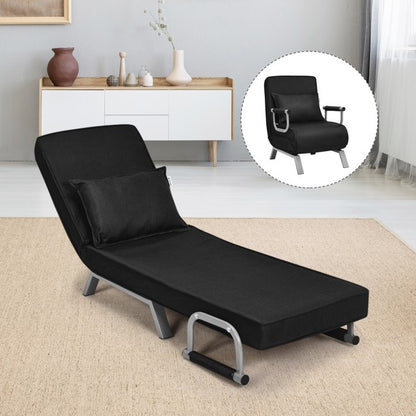 Folding 5 Position Convertible Sleeper Bed Armchair Lounge Couch with Pillow