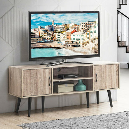 TV Stand with 2 Storage Cabinets and 2 Open Shelves