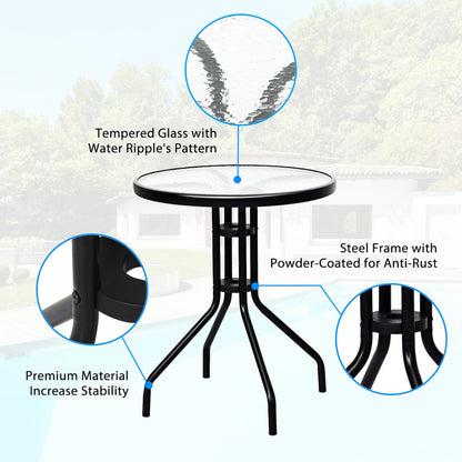 3-Piece Bistro Patio Garden Furniture Set of Round Table and Folding Chairs