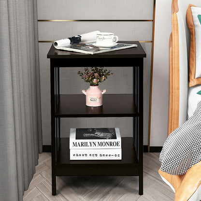 3-Tier Nightstand Sofa Side Table with Baffles and Round Corners