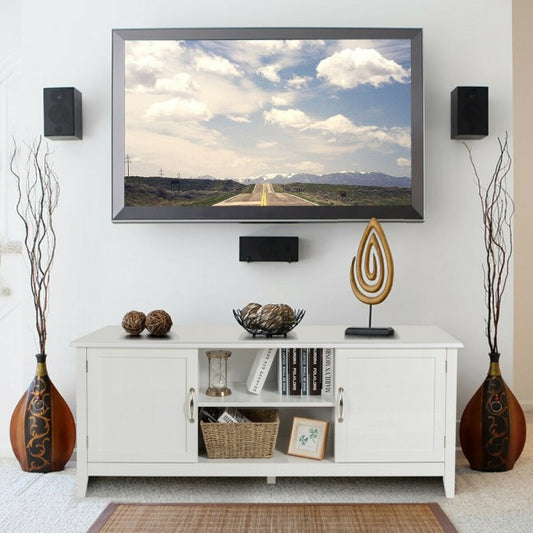 Entertainment Wood TV Stand for Up to 65 Inches Flat Screen with Storage Cabinets