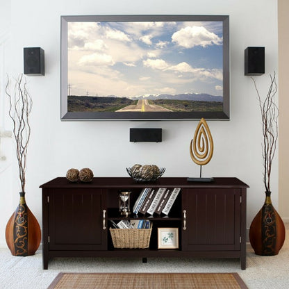 Entertainment Wood TV Stand for Up to 65 Inches Flat Screen with Storage Cabinets