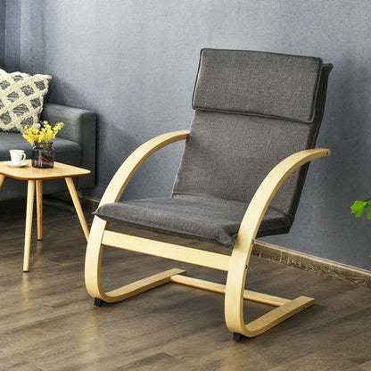 Modern Fabric Upholstered Bentwood Lounge Chair