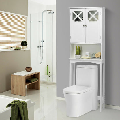 2-door Over The Toilet Bathroom Storage Cabinet with Adjustable Shelf