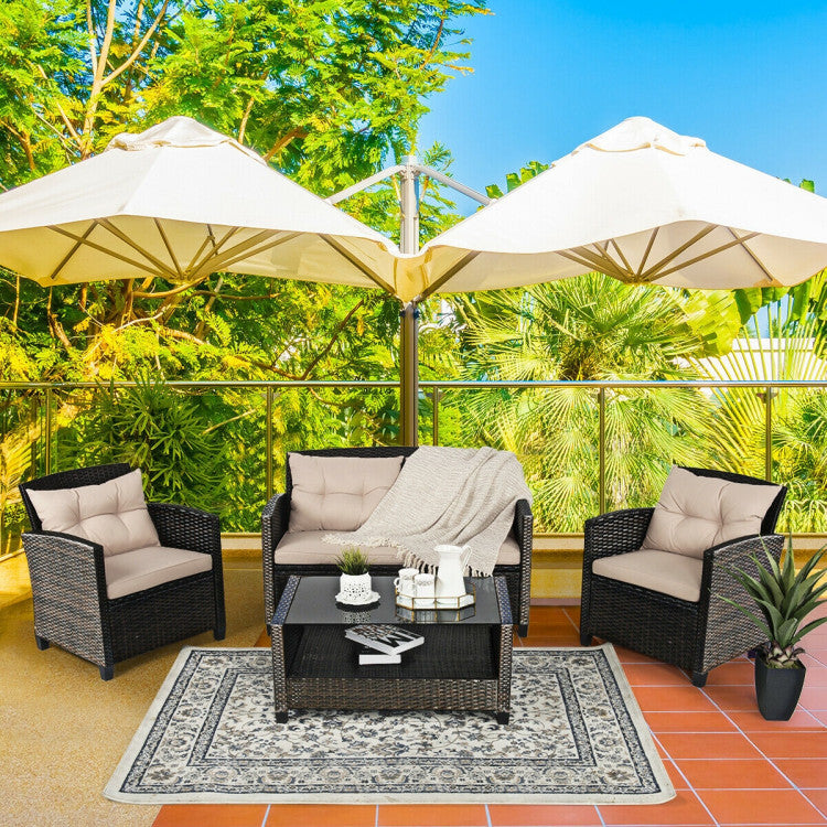 4-Piece Outdoor Rattan Furniture Set