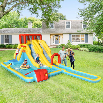 Costway 7-in-1 Inflatable Dual Slide Water Park Bounce House Without Blower