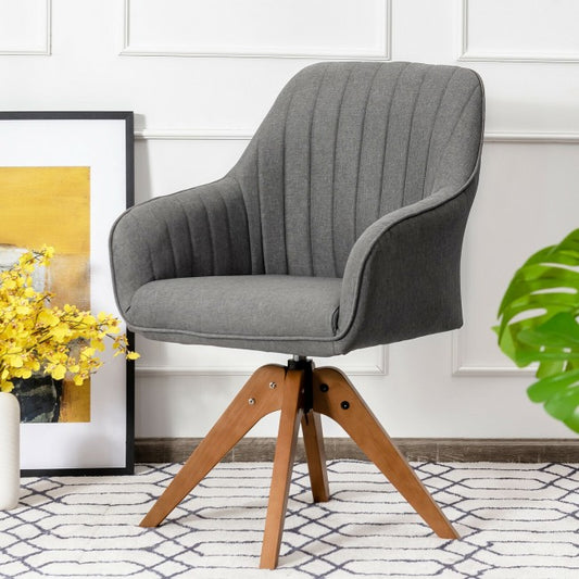 Fabric Swivel Accent Chair with Beech Wood Legs