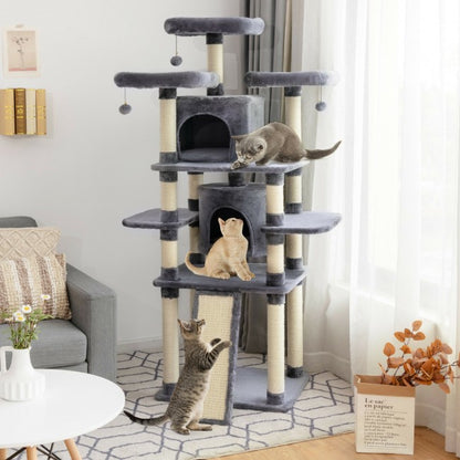 67 Inch Multi-Level Cat Tree with Cozy Perches Kittens Play House