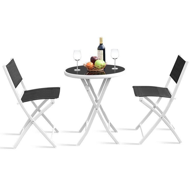 3-Piece Patio Folding Bistro Set for Balcony or Outdoor Space