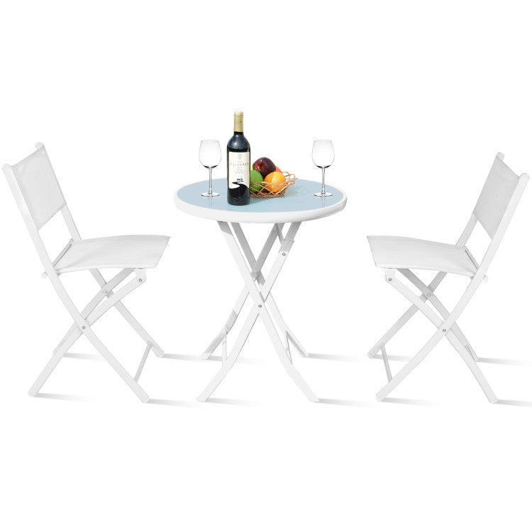 3-Piece Patio Folding Bistro Set for Balcony or Outdoor Space