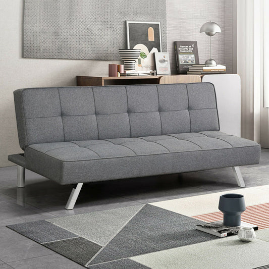 Convertible Futon Sofa Bed Adjustable Sleeper with Stainless Steel Legs