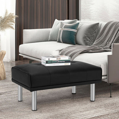 Ottoman Footrest Stool PU Leather Seat with Metal Legs