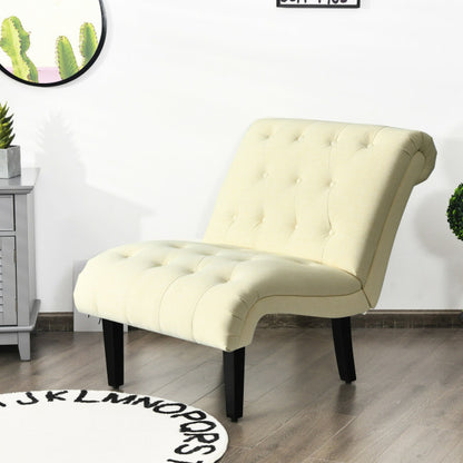 Upholstered Tufted Lounge Chair with Wood Leg