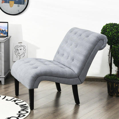 Upholstered Tufted Lounge Chair with Wood Leg