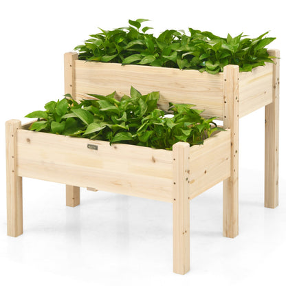 2 Tier Wooden Raised Garden Bed