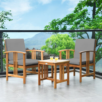 3-Piece Solid Wood Outdoor Sofa Furniture Set