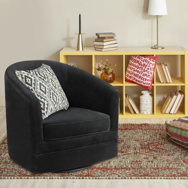 Modern Swivel Barrel Chair with Metal Base