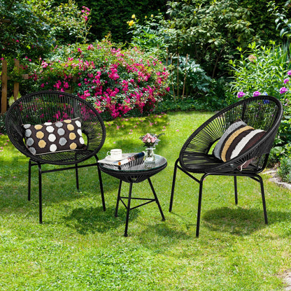 3-Piece Patio Acapulco Furniture Bistro Set with Glass Table