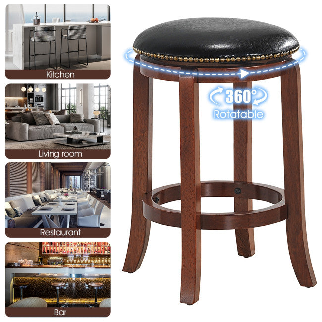 Bistro Leather Padded Backless Swivel Bar stool