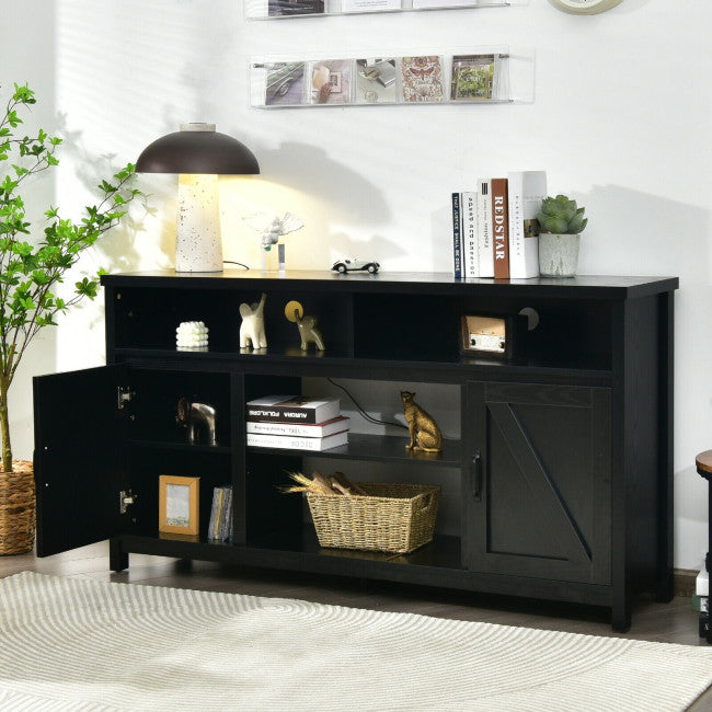 59 Inch TV Stand Media Center Console Cabinet with Barn Door for TV's 65 Inch