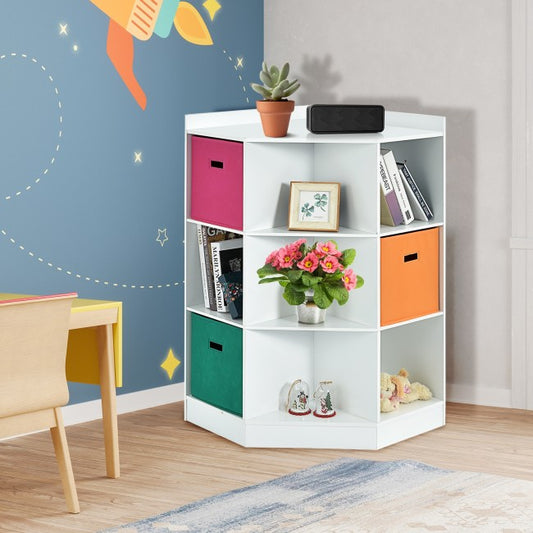 3-Tier Kids Storage Shelf Corner Cabinet with 3 Baskets