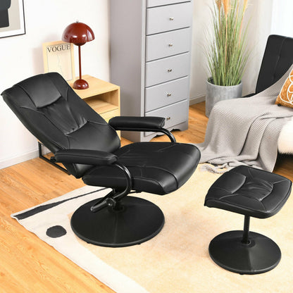 360° PVC Leather Swivel Recliner Chair with Ottoman