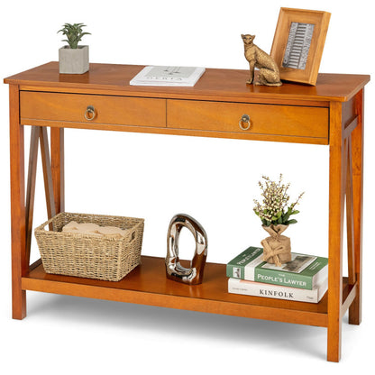 Console Table with Drawer Storage Shelf for Entryway Hallway
