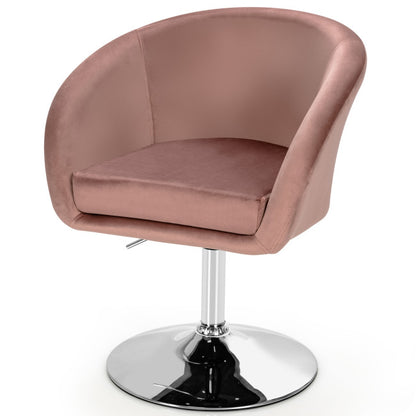 360 Degree Swivel Makeup Stool Accent Chair with Round Back and Metal Base