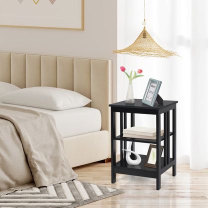 3-Tier Nightstand Sofa Side Table with Baffles and Round Corners