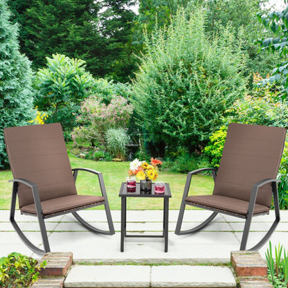 3-Piece Patio Rattan Rocking Furniture Set