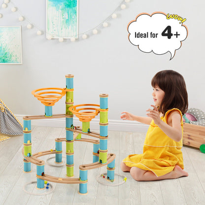 Costway 162 Pieces Bamboo Marble Run Educational Learning Toy Set