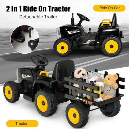 12V Ride-on Tractor with 3-Gear-Shift Ground Loader for Kids 3+ Years Old