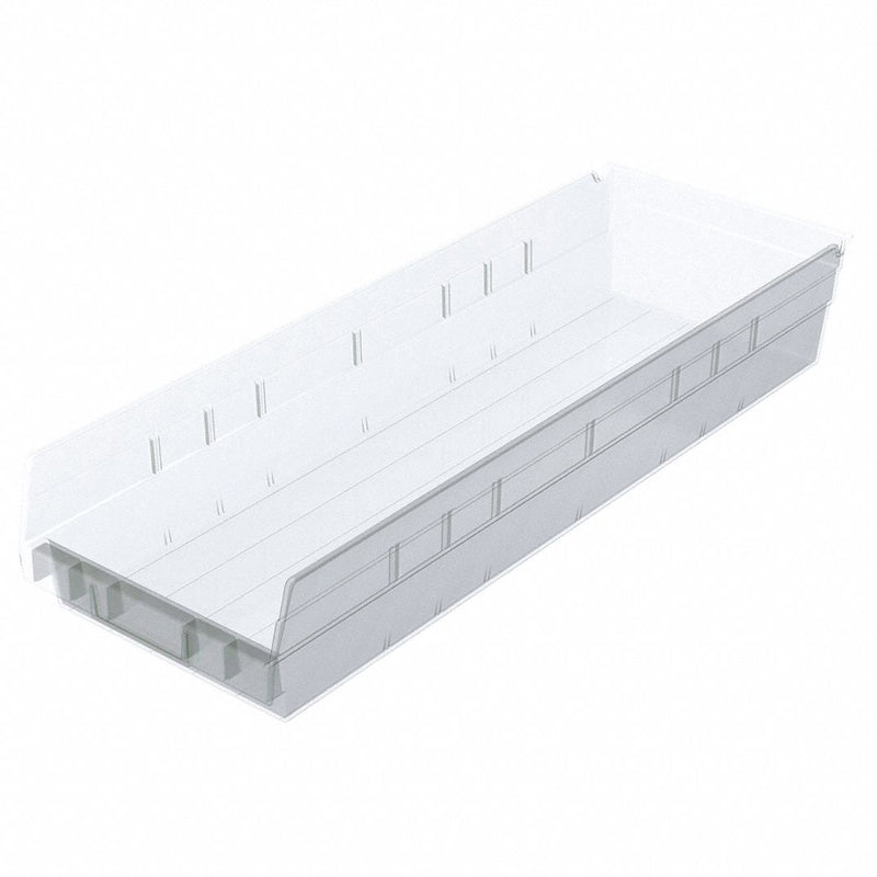 Akro-Mils Clear Shelf Bin, 23-5/8"L x 6-5/8"W x 4"H