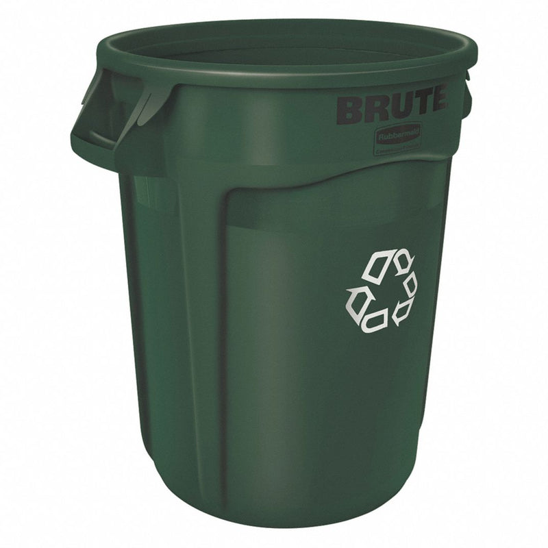 32 gal Round Polyethylene Recycling Bin, Green
