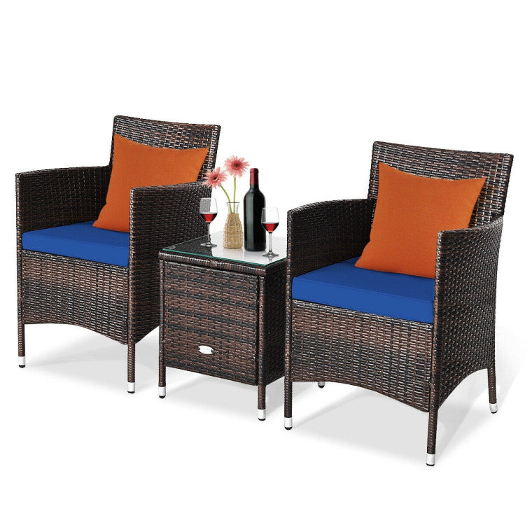 3-Piece Ergonomic Wicker Patio Conversation Set