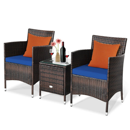 3-Piece Ergonomic Wicker Patio Conversation Set