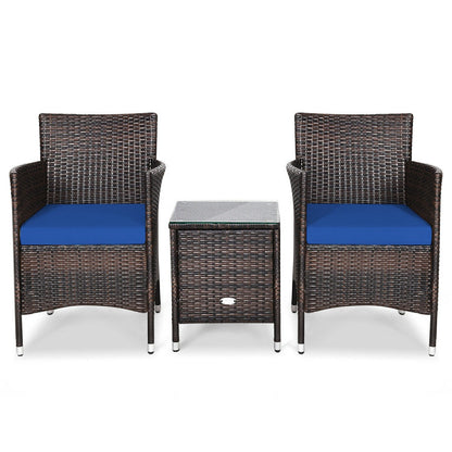 3-Piece Ergonomic Wicker Patio Conversation Set