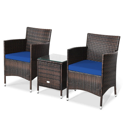 3-Piece Ergonomic Wicker Patio Conversation Set