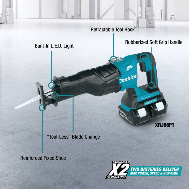 36V (18V X2) LXT® Brushless Recipro Saw Kit (5.0Ah)
