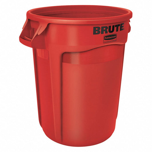 32 gal. Polyethylene Round Trash Can, Red