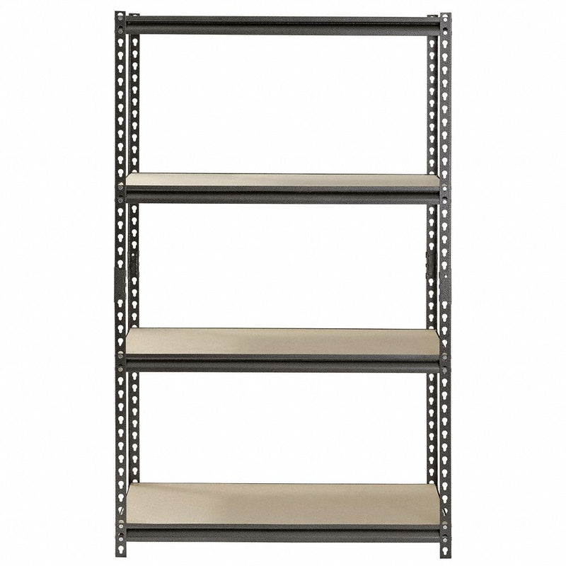 Freestanding Bulk Storage Rack, 18 in D, 36 in W, 60 in H, 4 Shelves, Silver Vein