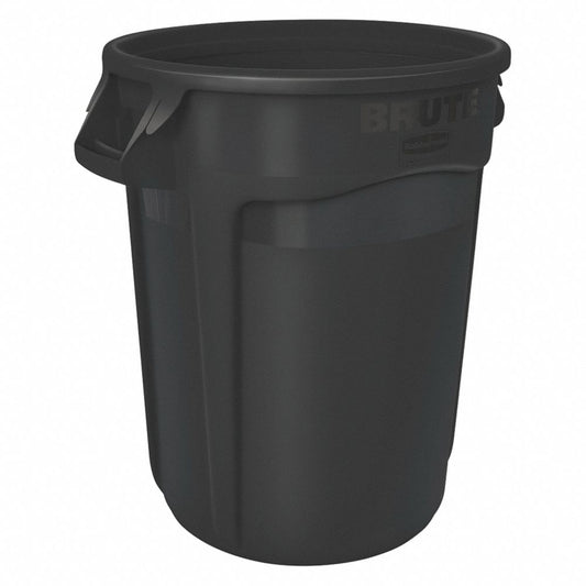 55 gal. Plastic Round Trash Can, Black