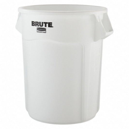 55 gal. Plastic Round Trash Can, White
