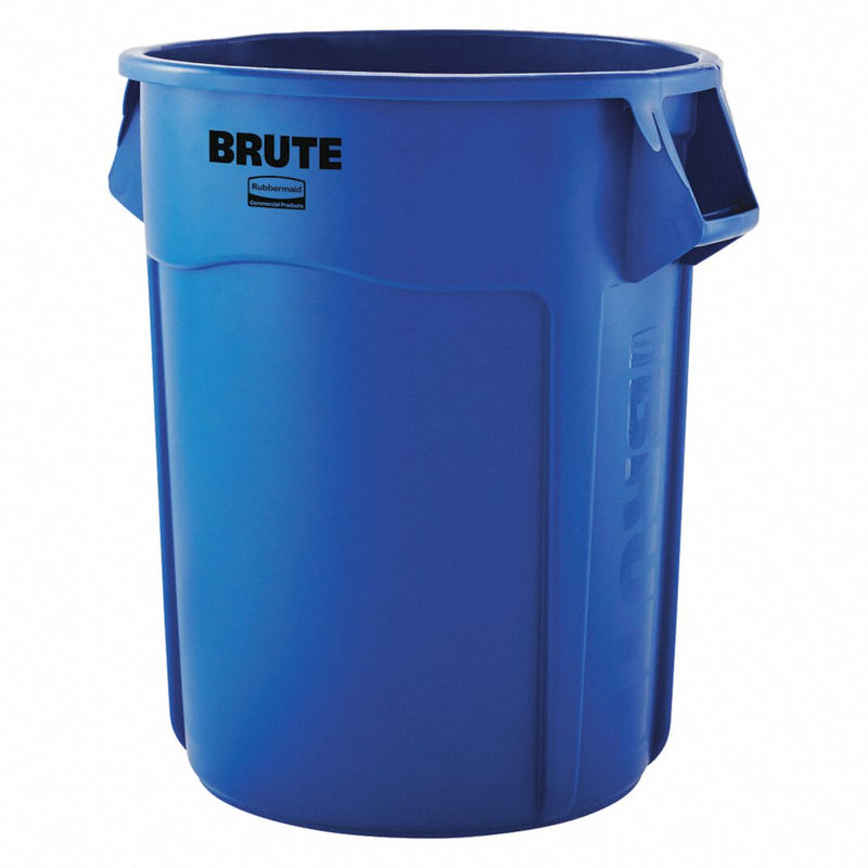 55 gal. Plastic Round Trash Can, Blue