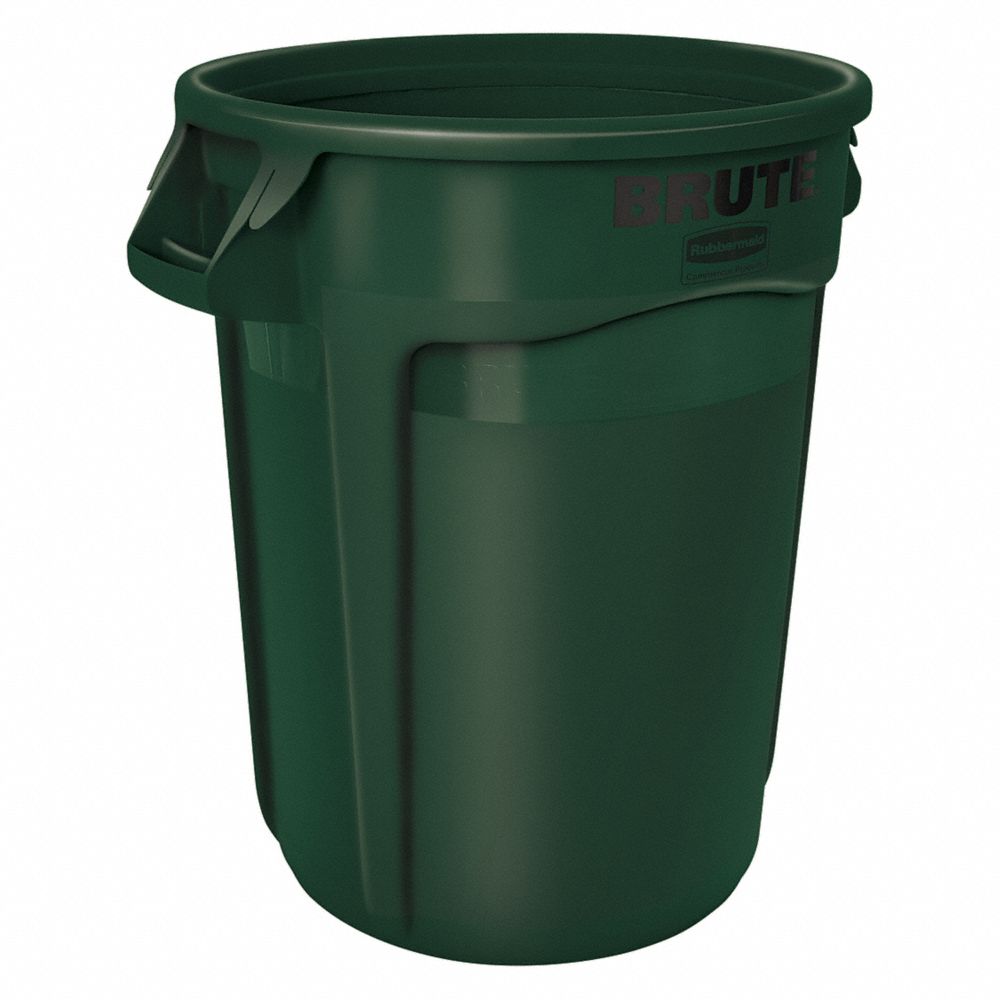 55 gal. Plastic Round Trash Can, Green