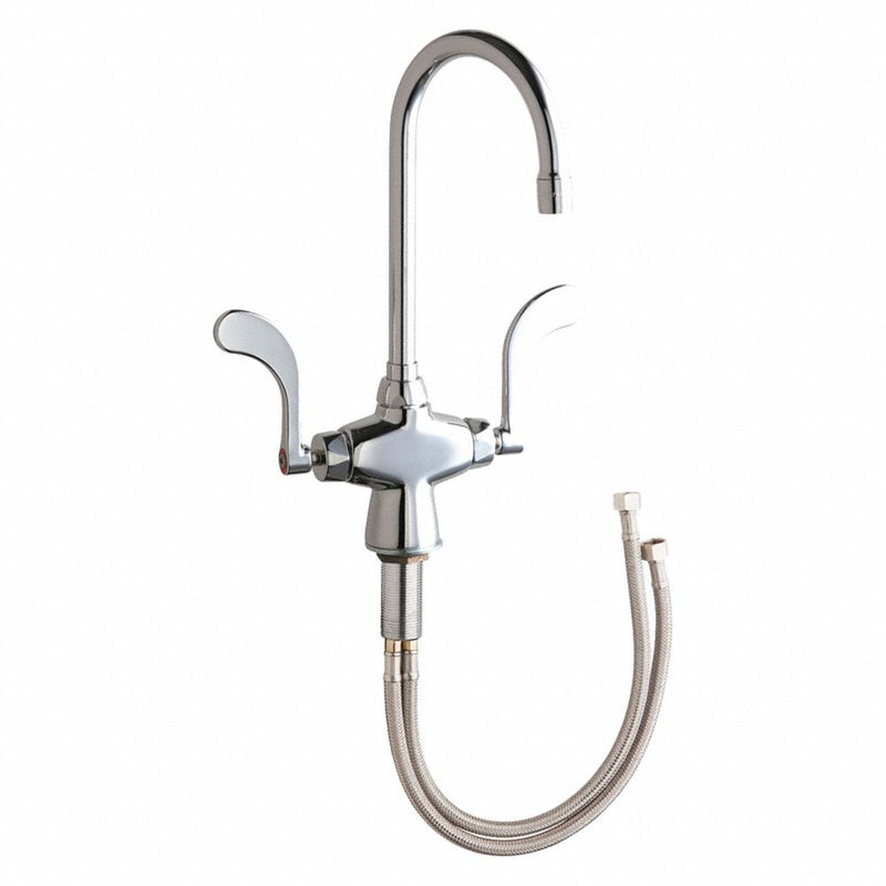 Manual, Single Hole Mount, Commercial 1 Hole Gooseneck Kitchen Faucet