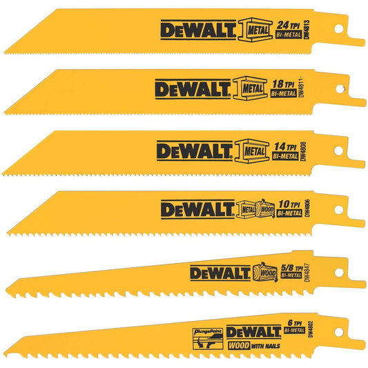 🔥BRAND NEW SALE❗❗ DEWALT Reciprocating Saw Blades, Metal/Wood Cutting Set, 6-Piece DW4856