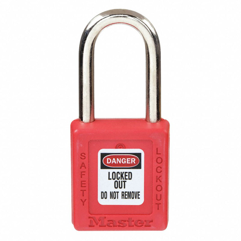 1-1/2" Red Thermoplastic Safety Padlock, with 1-1/2" Shackle